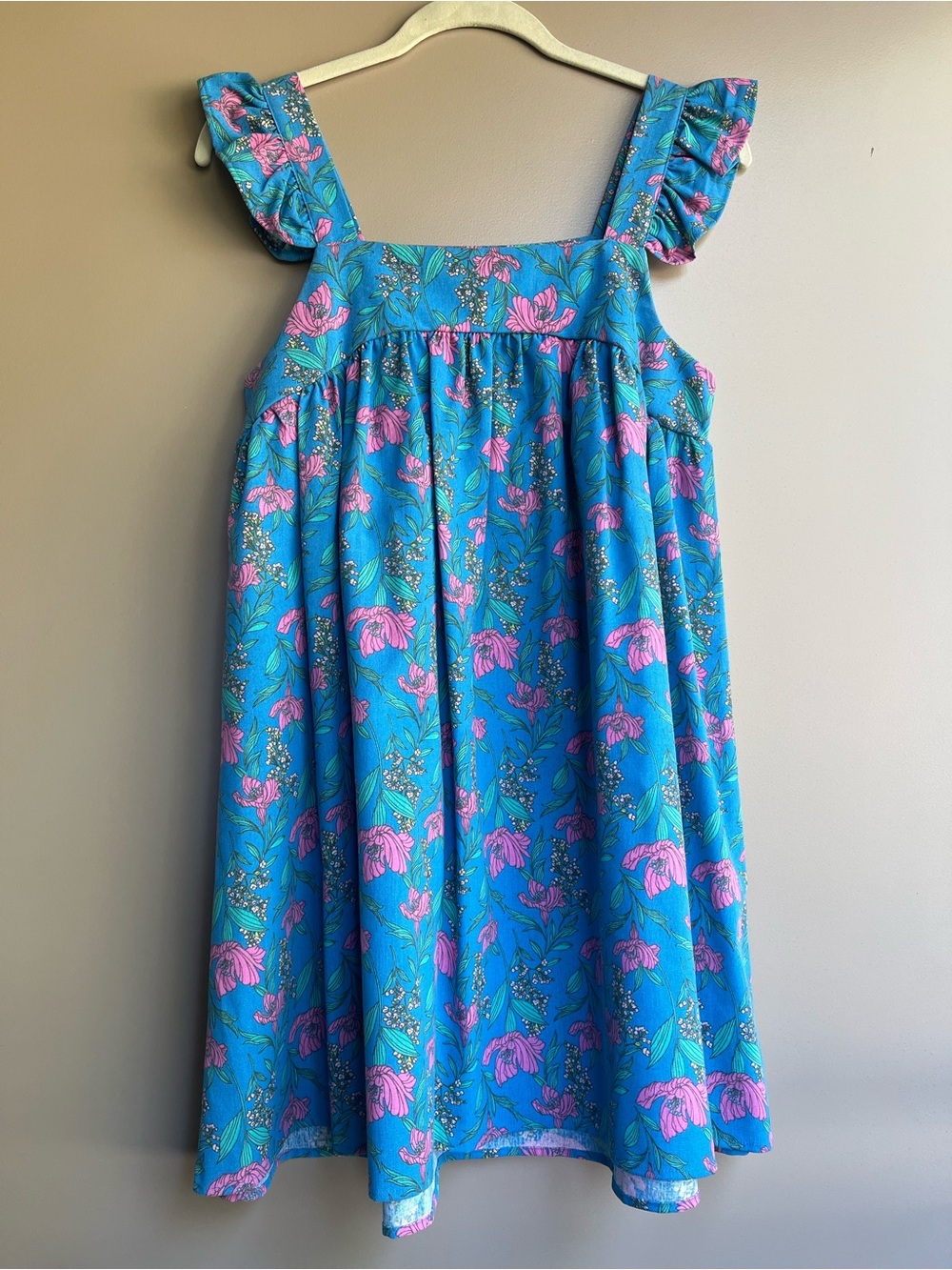 Blue Floral Ruffle Strap Sundress sz S